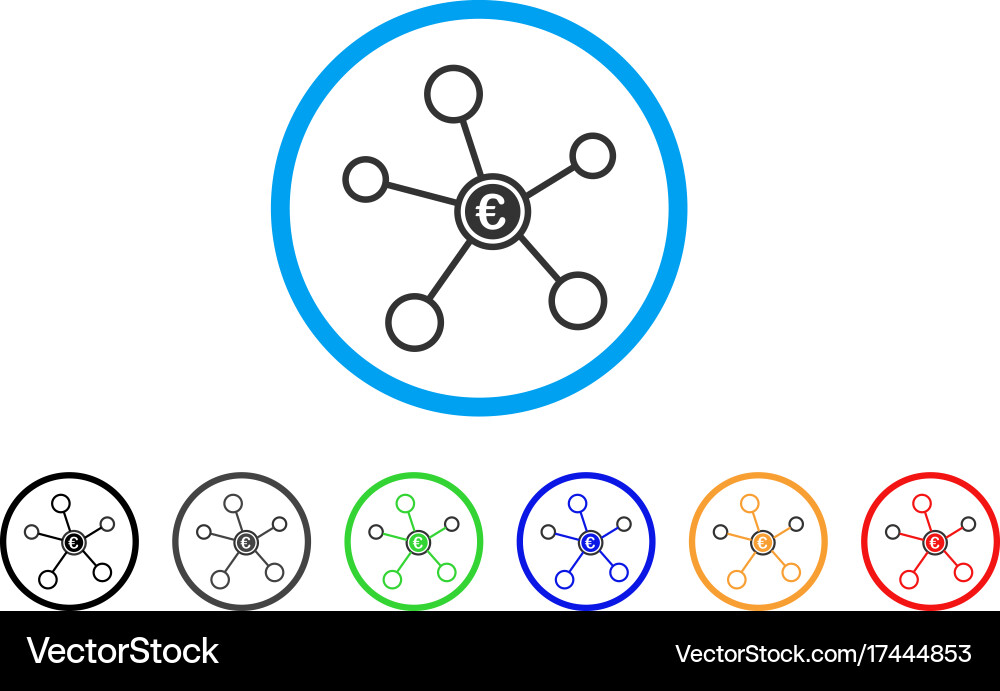 Euro network rounded icon Royalty Free Vector Image