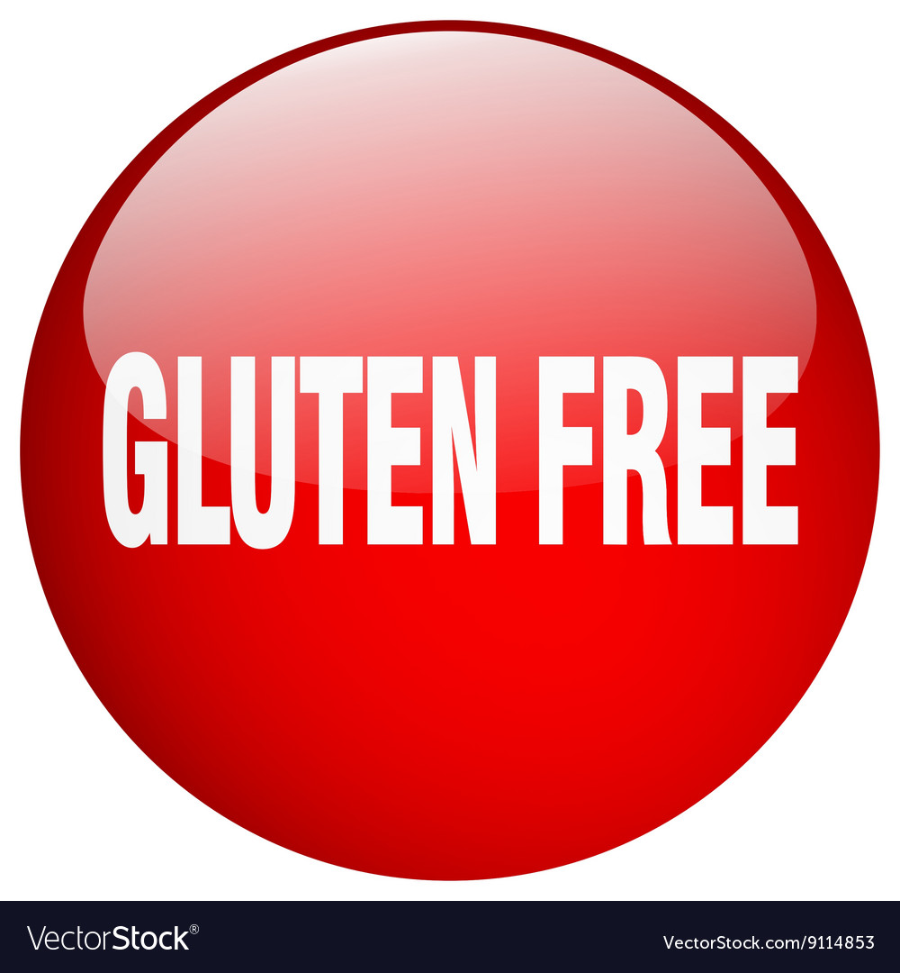 Gluten free red round gel isolated push button