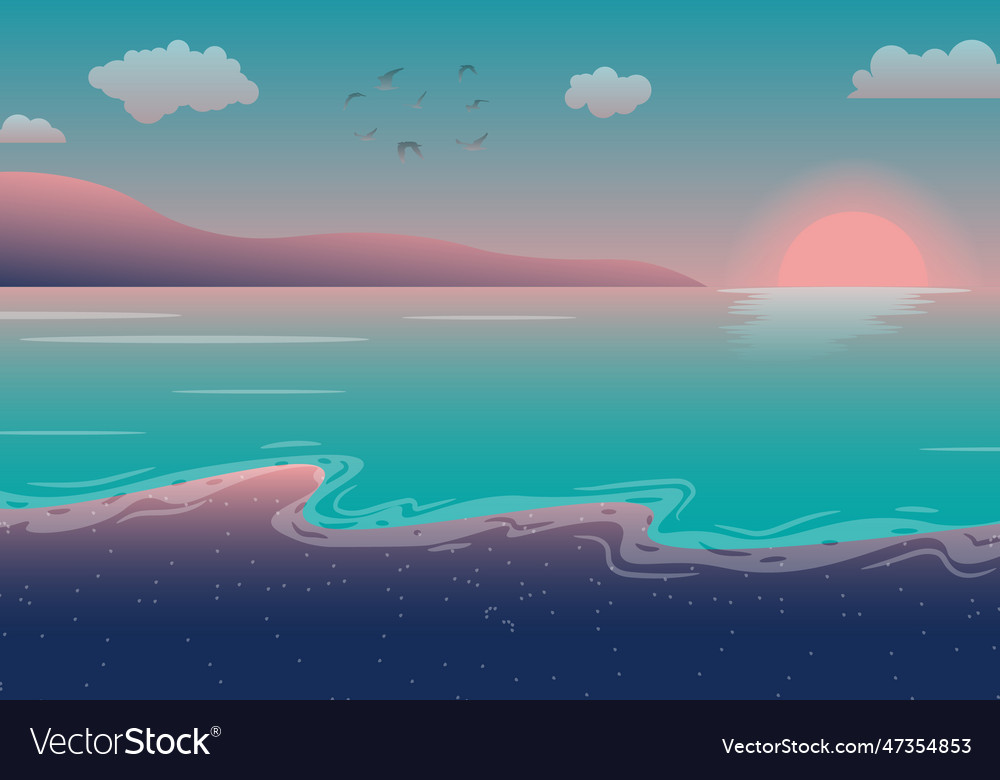 Gradient summer background with sunset Royalty Free Vector