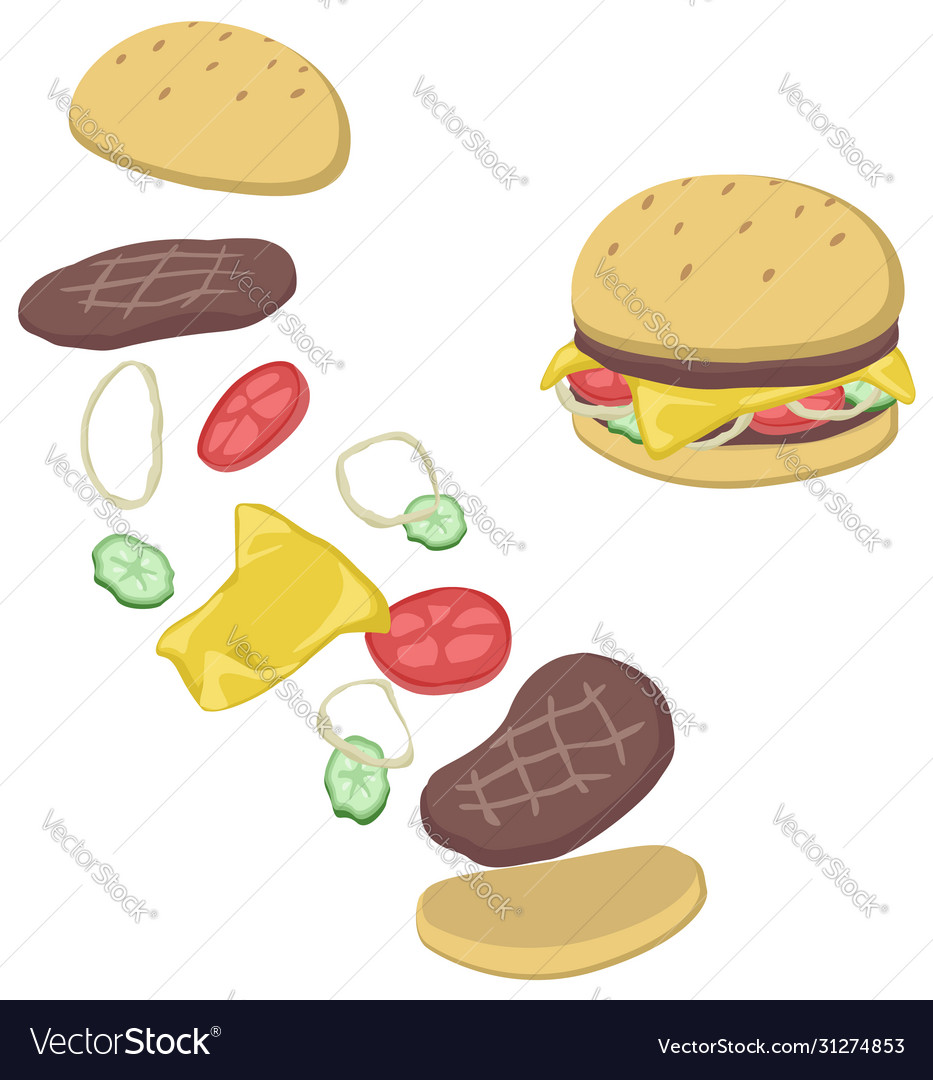 Hamburger breakup cartoon Royalty Free Vector Image Hamburger breakup cartoon Royalty Free Vector Image