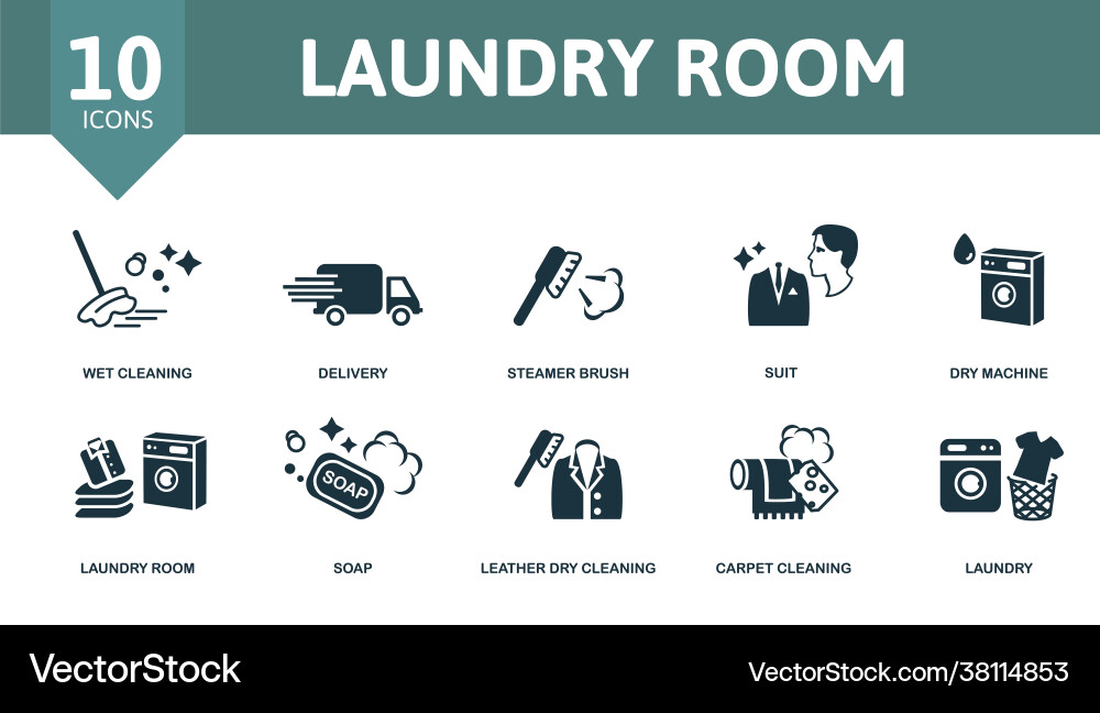 Laundry room icon set contains editable icons Vector Image