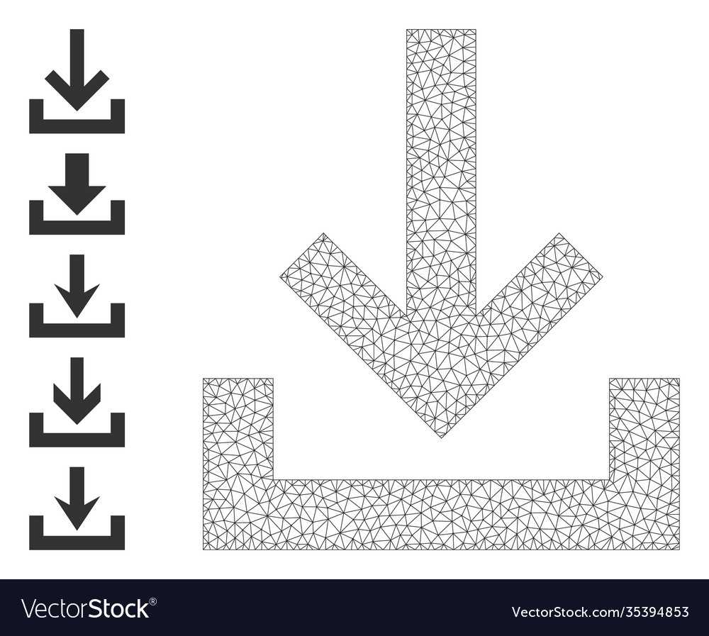 Polygonal mesh inbox icon with simple glyphs vector image Polygonal mesh inbox icon with simple glyphs