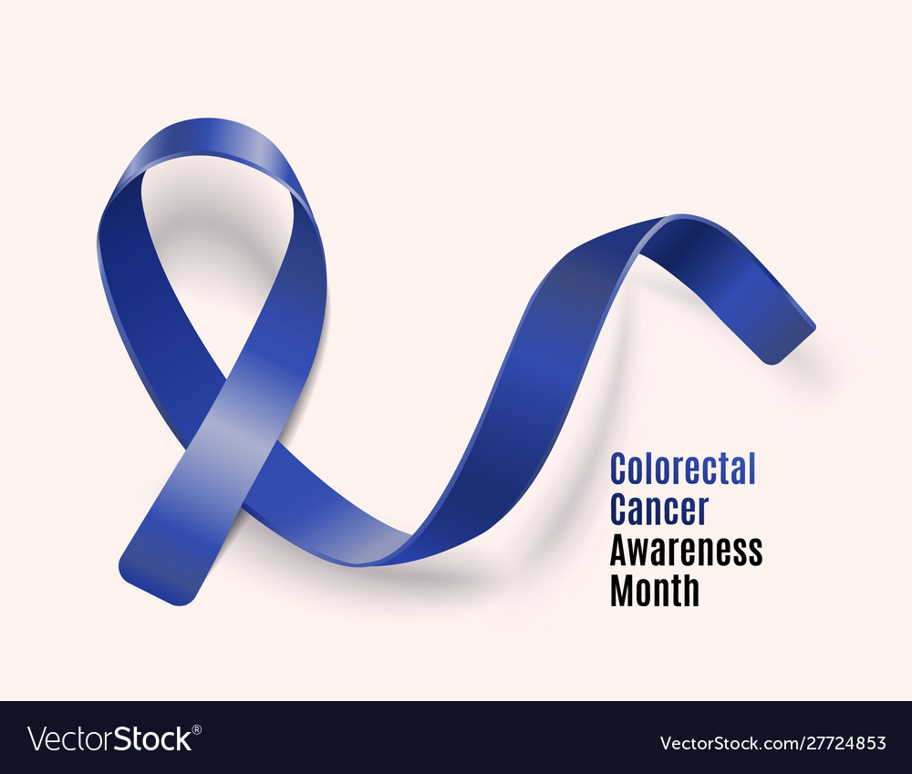 Realistic blue satin ribbon for colorectal cancer
