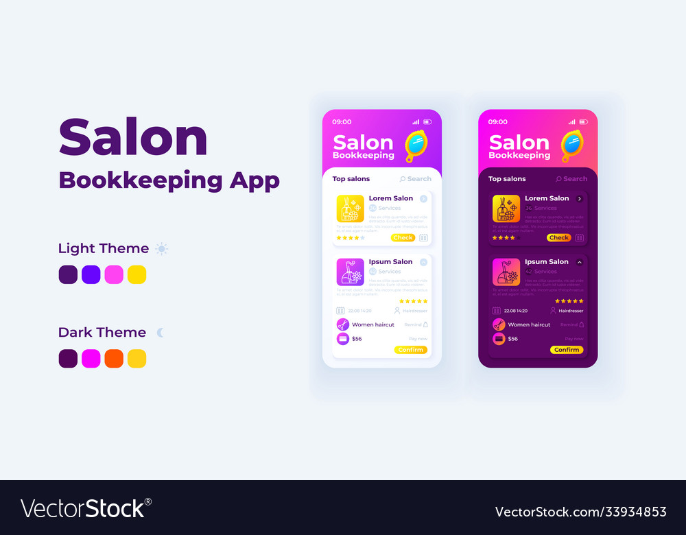 Salon bookkeeping smartphone interface template Vector Image