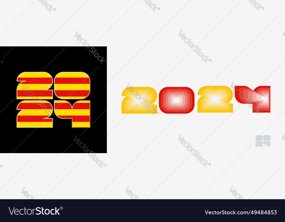 Year 2024 with flag of catalonia and in color Vector Image