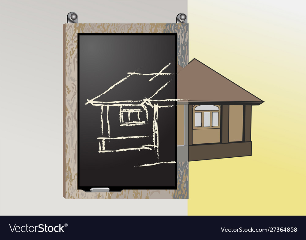 Blackboard with architectural project