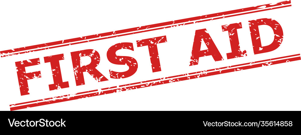 First aid seal with distress texture and double Vector Image