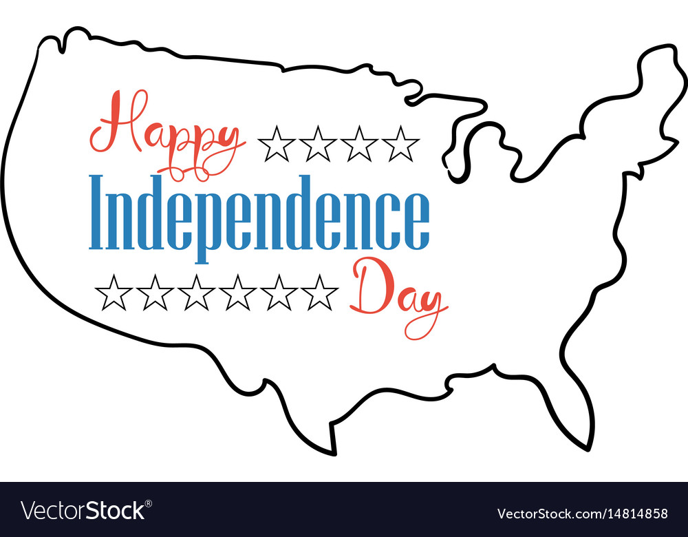 Happy independence day card silhouette map united