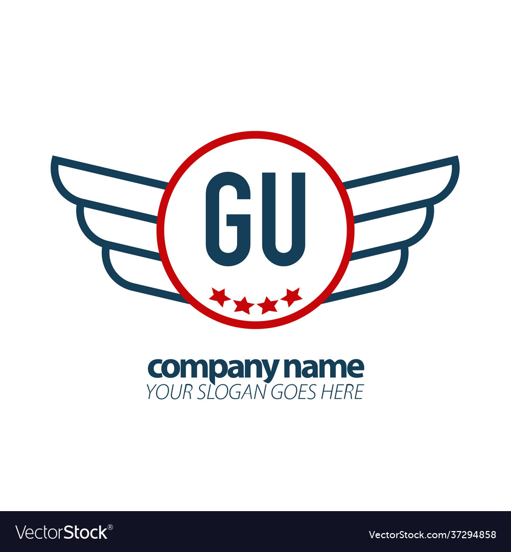 Initial letter gu wing logo design template