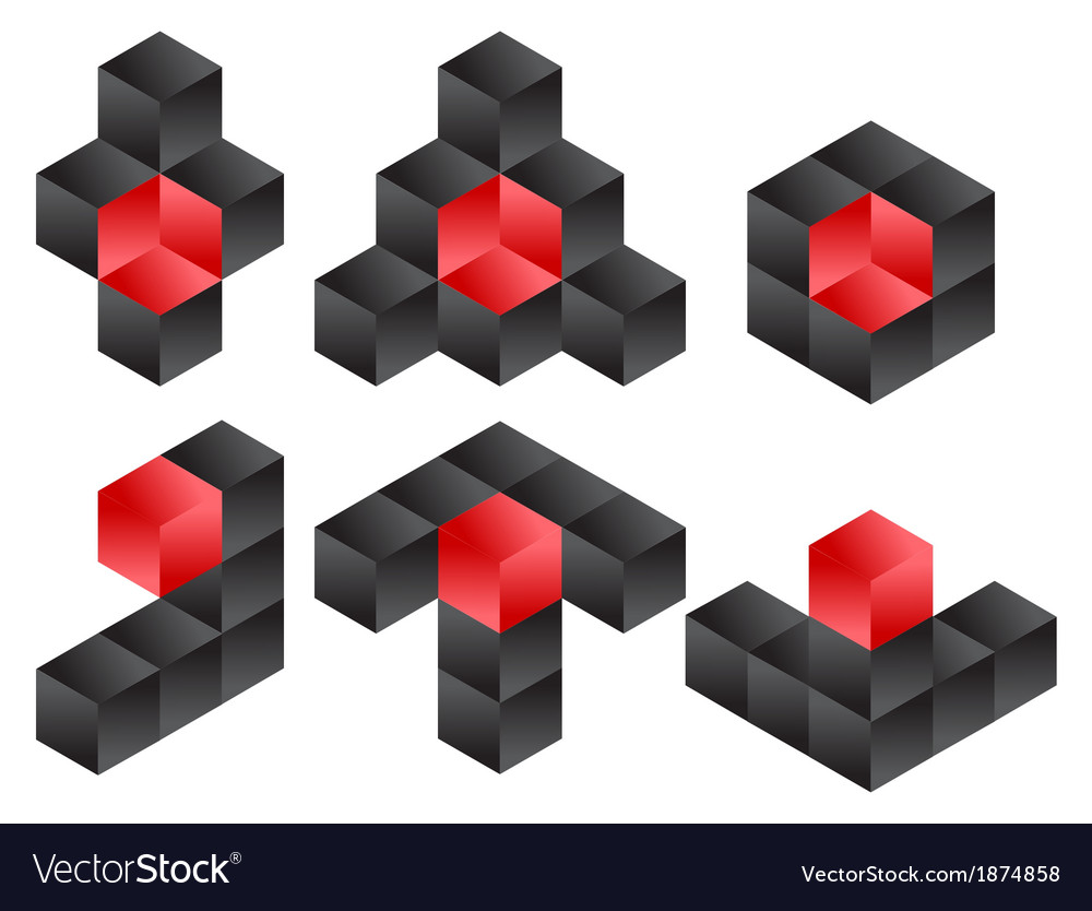 Modern 3D Cube Logo Set