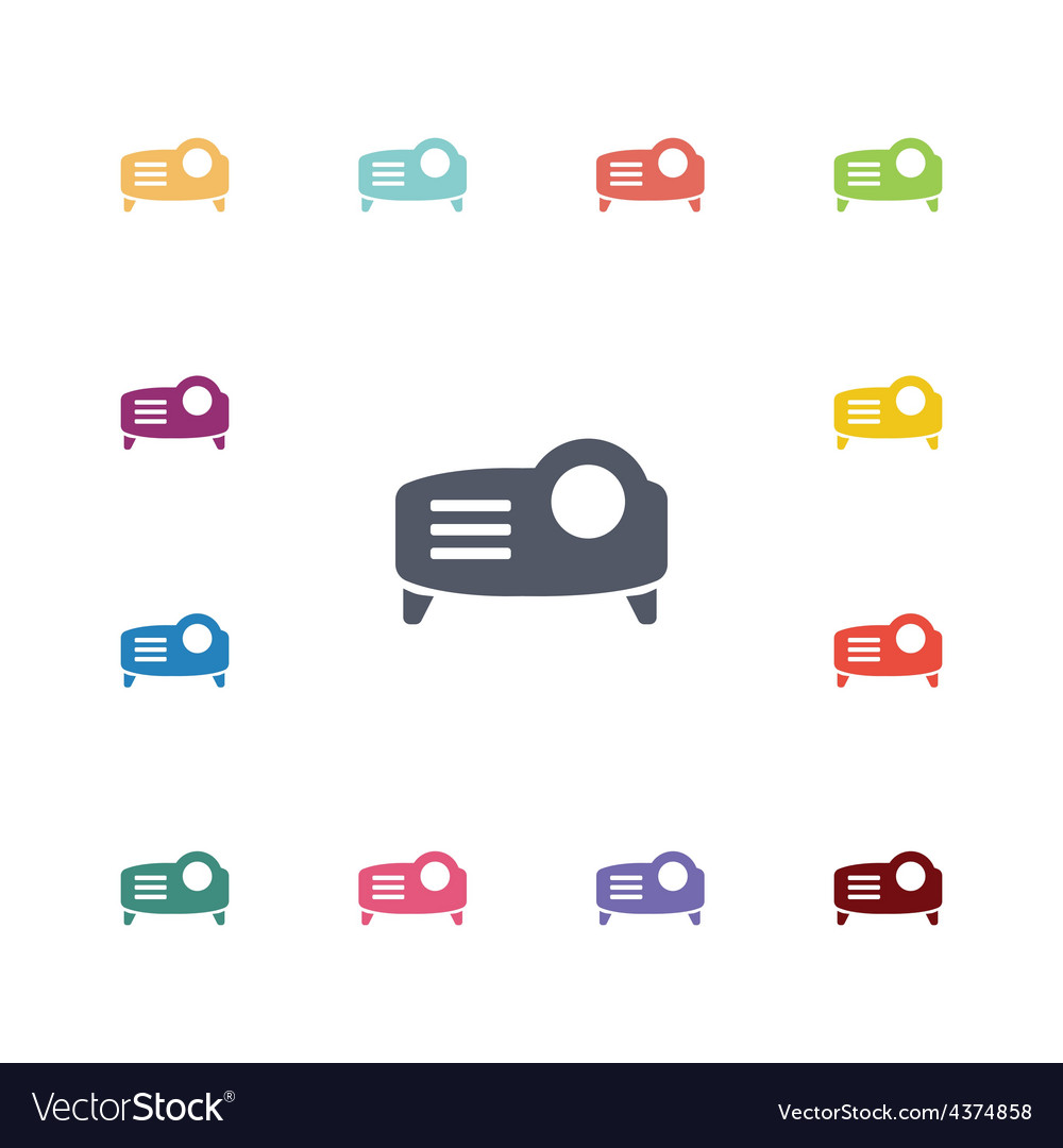 Projector flat icons set