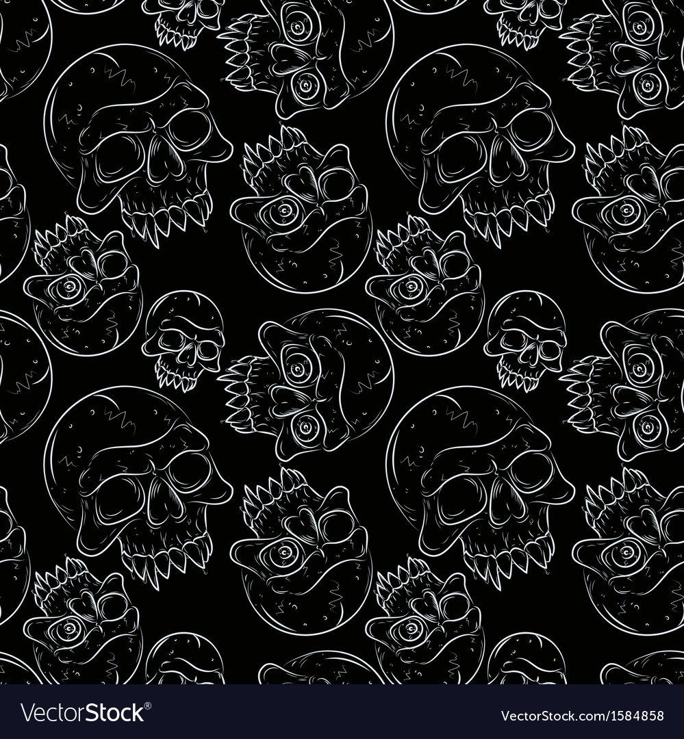Seamless pattern with skulls