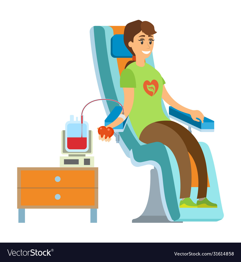 Transfusing blood woman donation health Royalty Free Vector