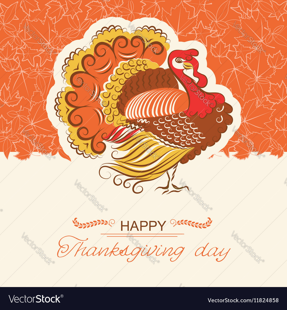 Turkey Bird Decor Background For Thanksgiving Day Vector Image