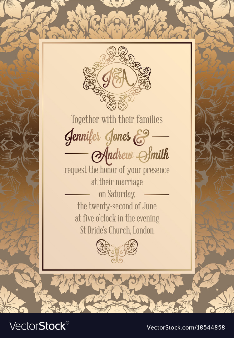 Beautiful set of vintage vector wedding invitation, greeting card