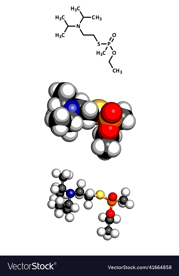 Vx nerve agent molecular model is a chemical Vector Image