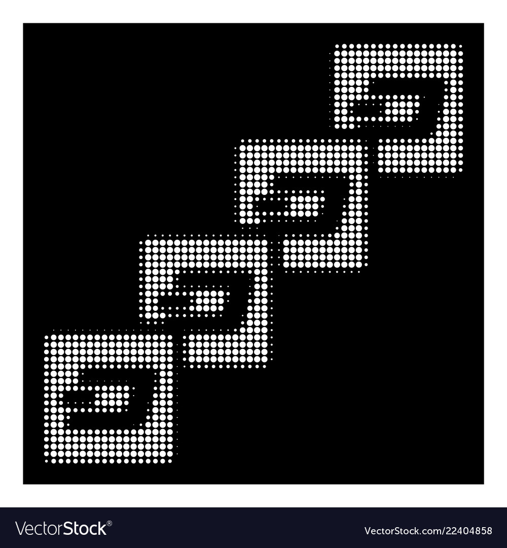 White halftone dash block chain icon vector image White halftone dash block chain icon