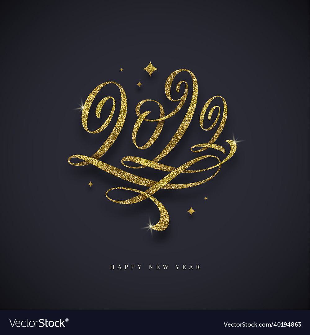 2022 new year golden logo on black background