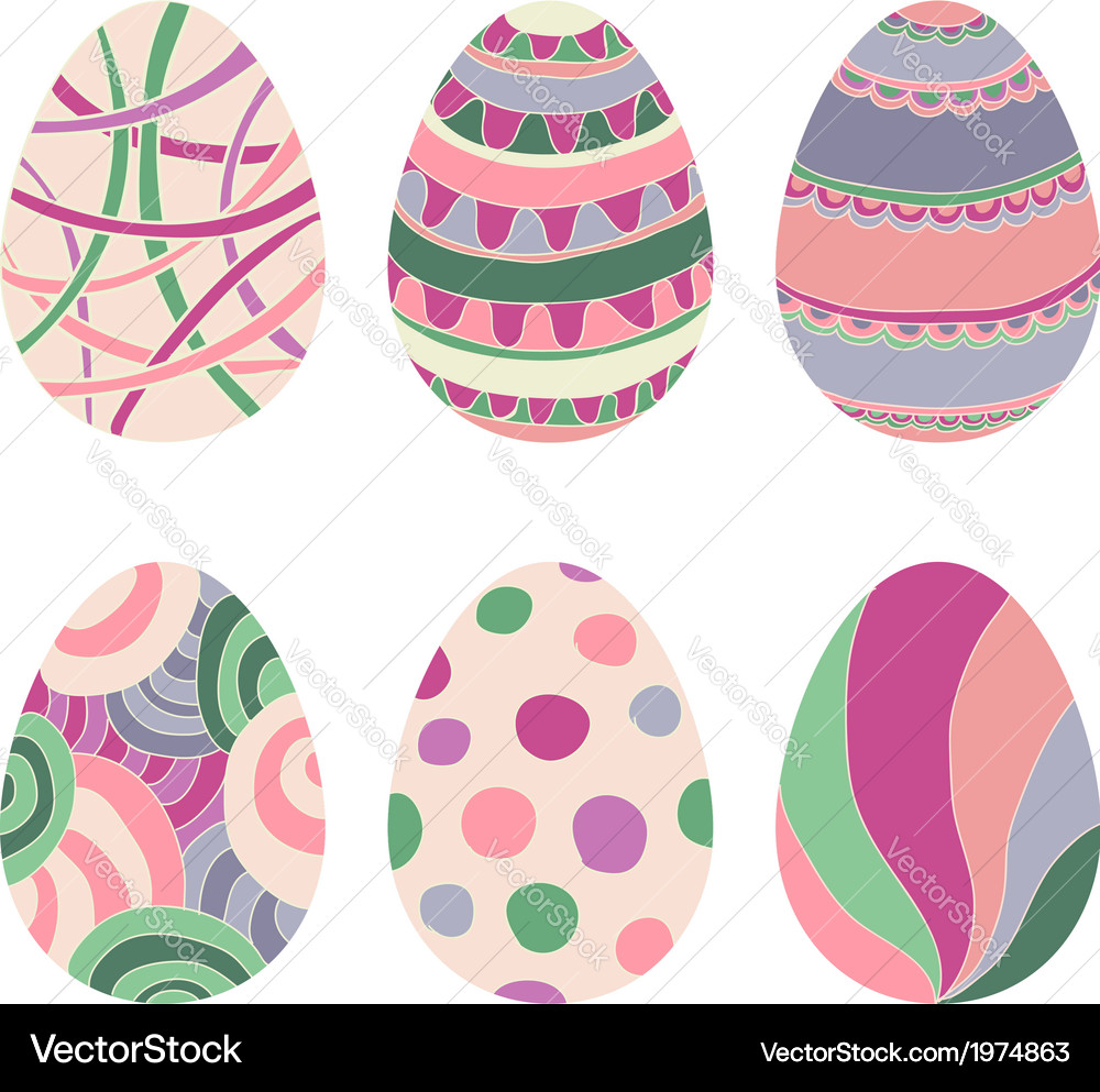 Doodle decorative eggs for easter Royalty Free Vector Image