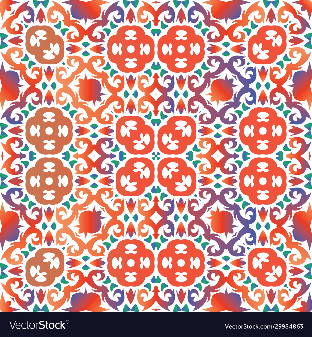 Ethnic colored ornament in ceramic tile Royalty Free Vector