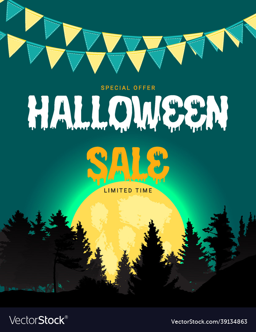 Halloween Poster mit Flaggen und Girlande