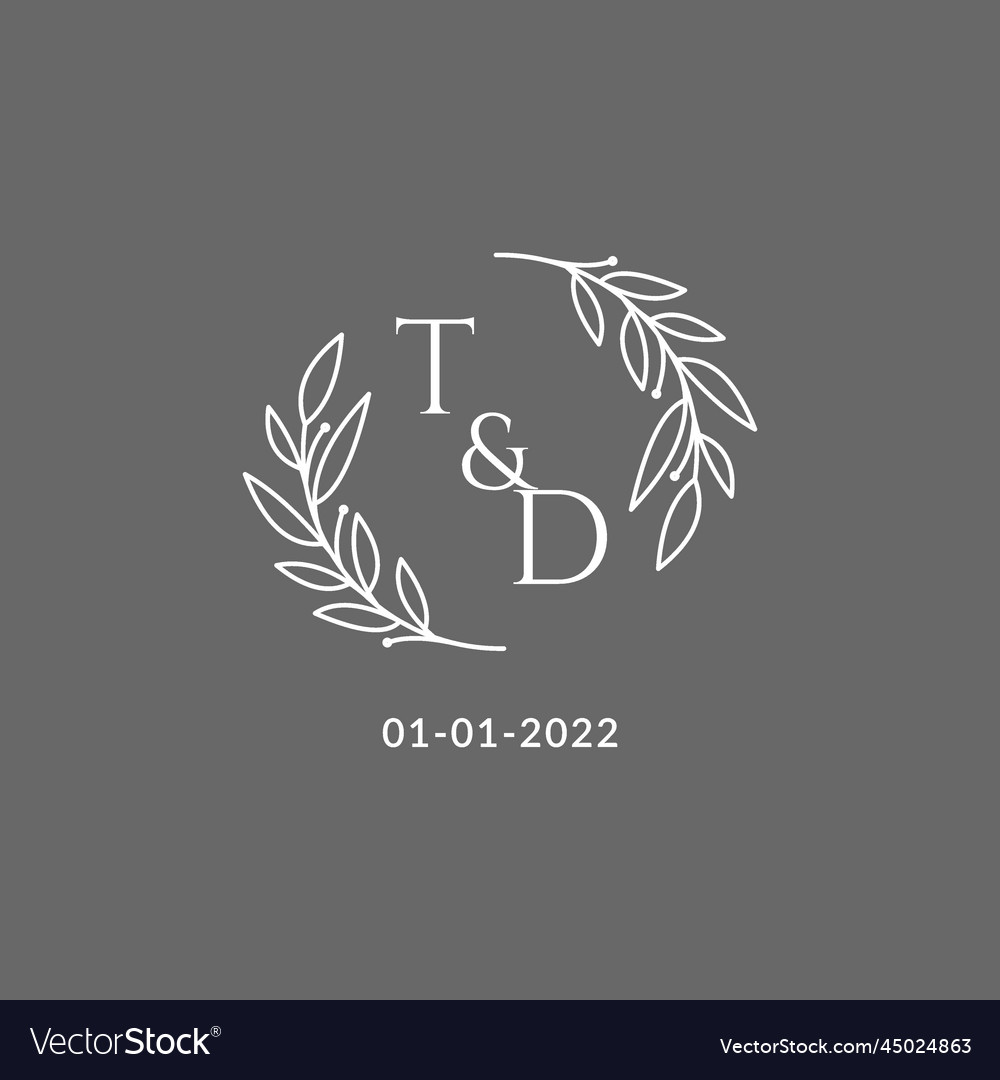 Initial letter td monogram wedding logo Royalty Free Vector