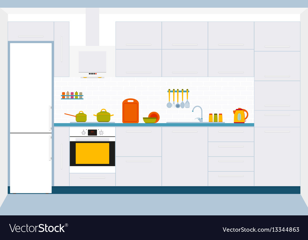 Kitchen interior design Royalty Free Vector Image