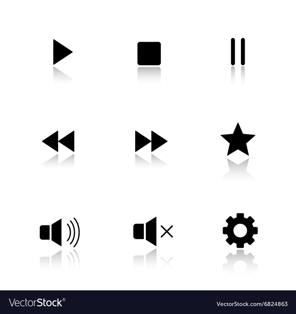 Media player drop shadow buttons set