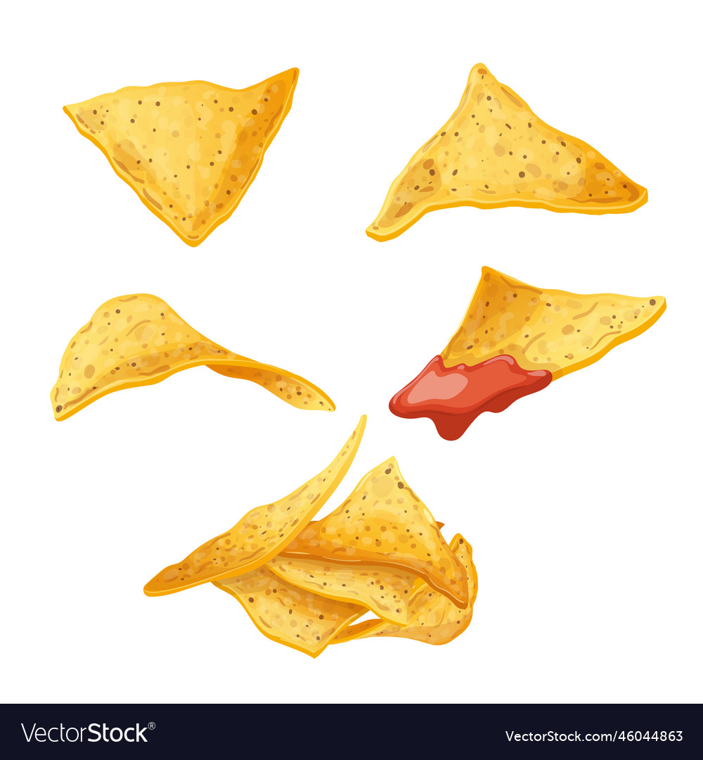 Nachos mexican snack set cartoon Royalty Free Vector Image