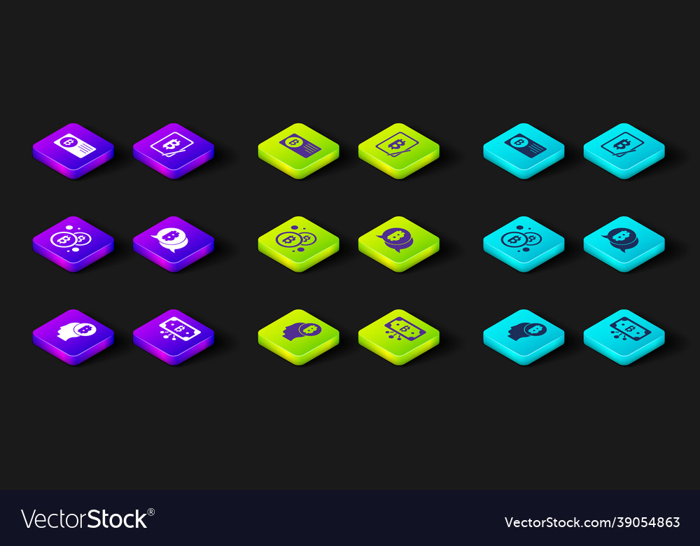 Set bitcoin think with circuit mining vector image Set bitcoin think with circuit mining