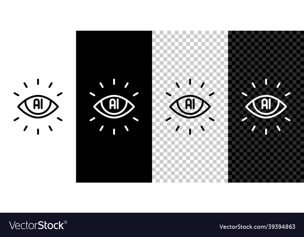 Set line artificial intelligence ai icon isolated