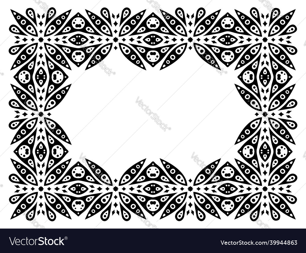 Tribal art with black starry rectangle frame Vector Image