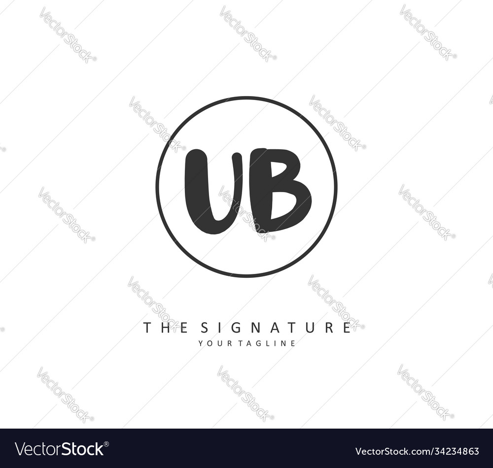 U B Ub Initial Letter Handwriting And Signature Vector Image