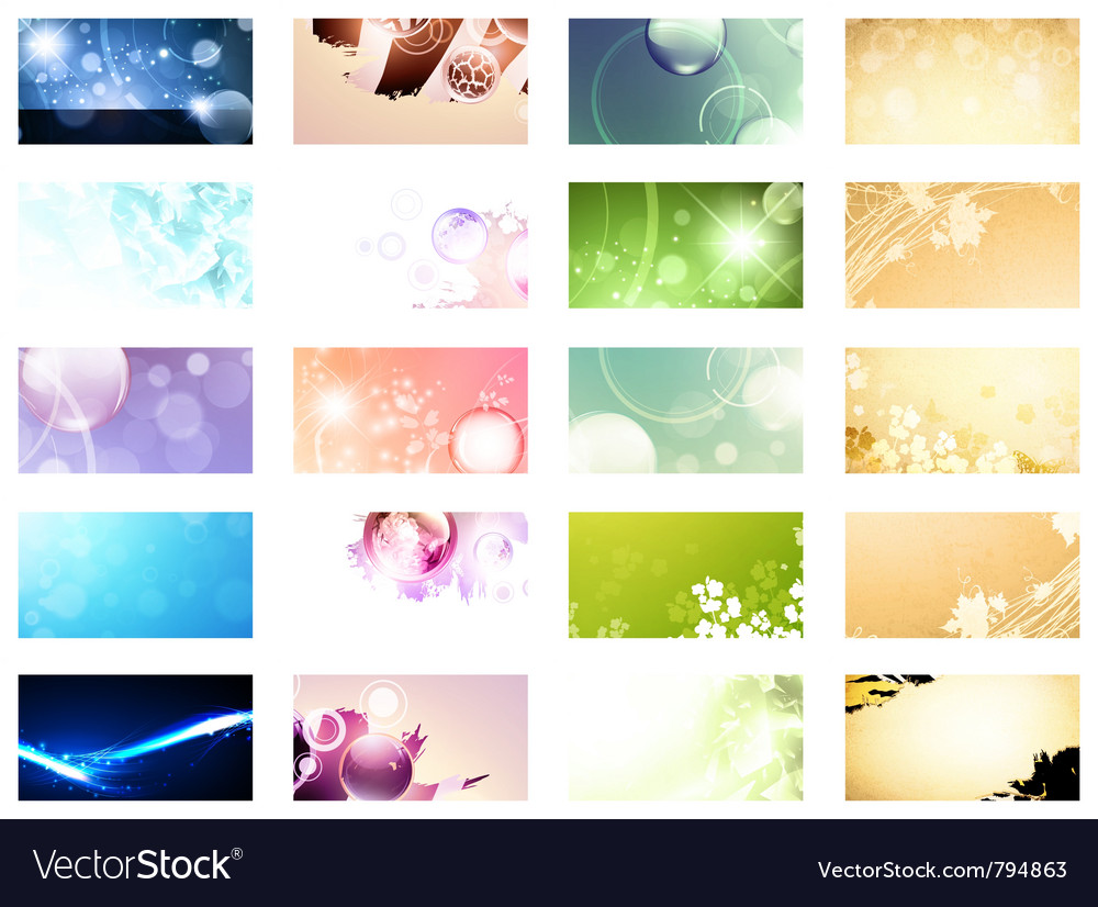 Variety of 20 horizontal business cards templates Vector Image