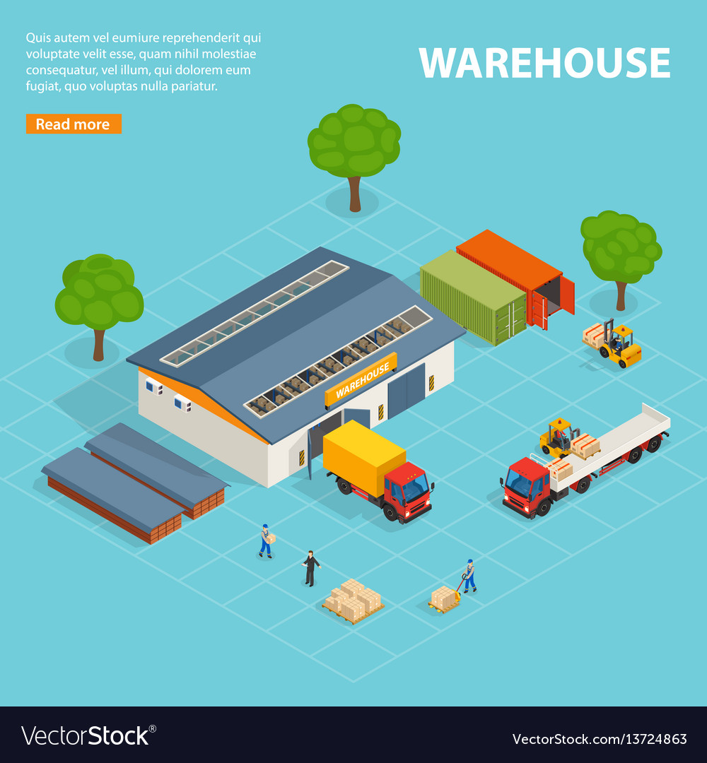 Warehouse top view isometric design composition Vector Image