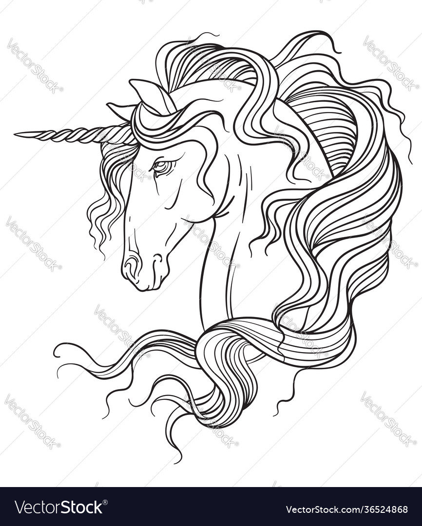 Beauty head unicorn coloring