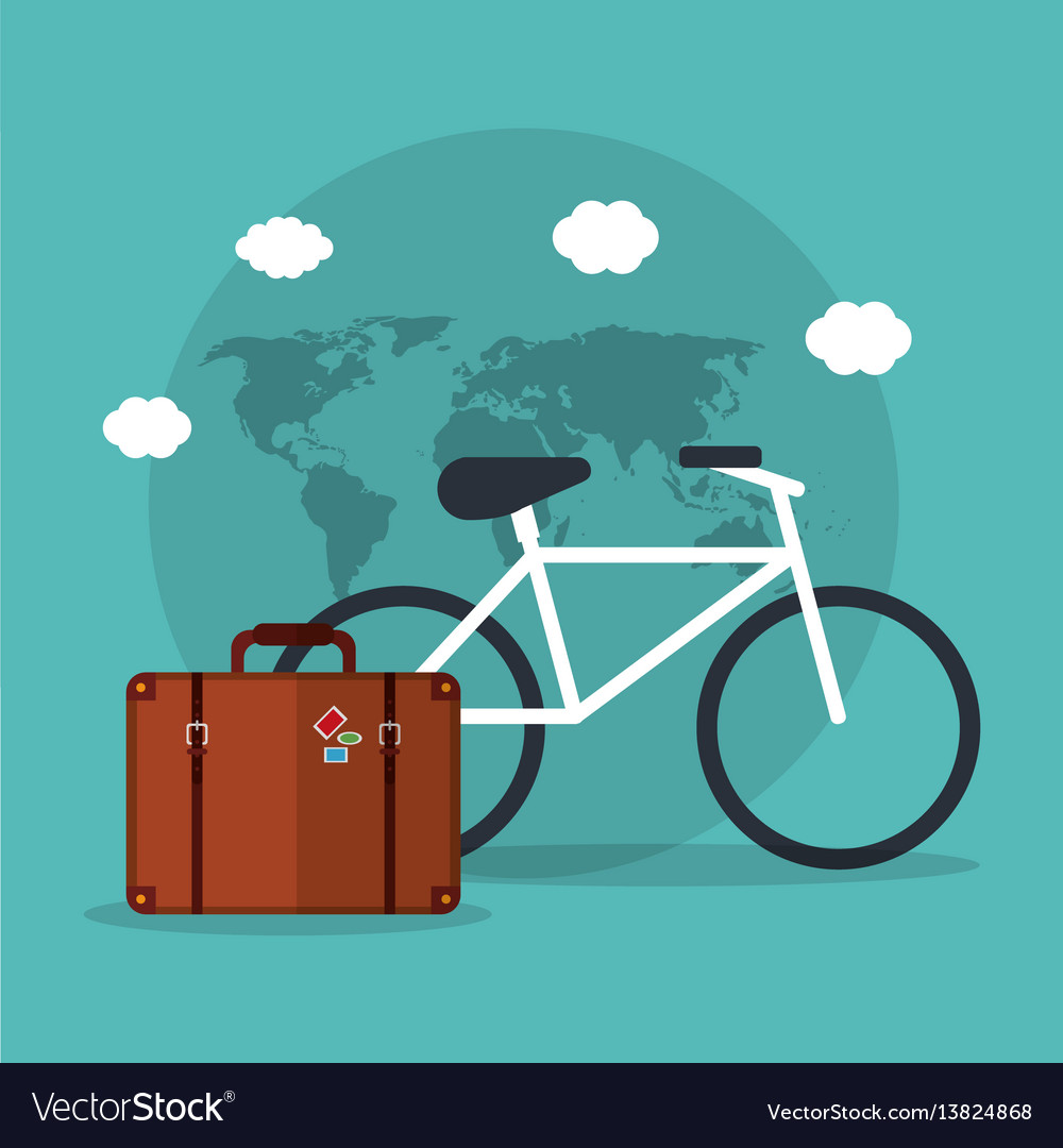 Bicycle travel suitcase world vacation