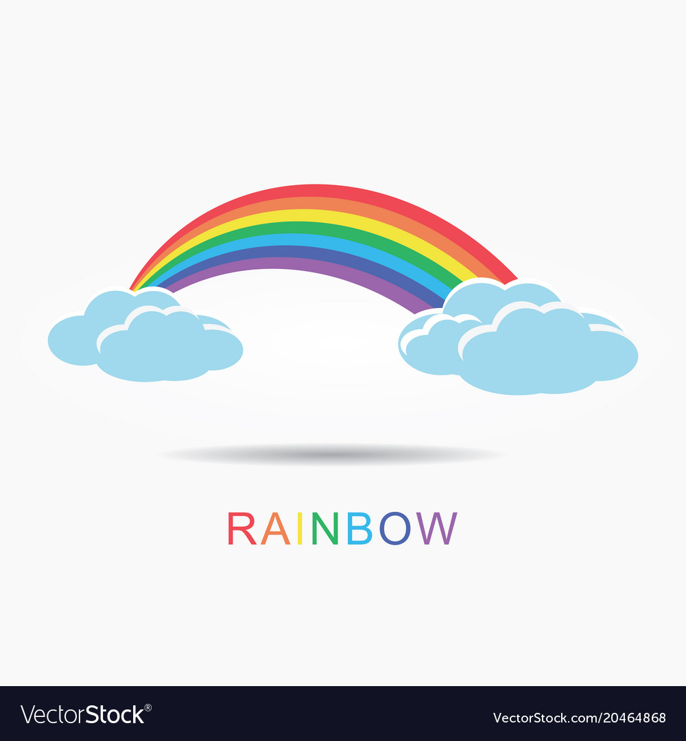 Colorful rainbow with clouds Royalty Free Vector Image