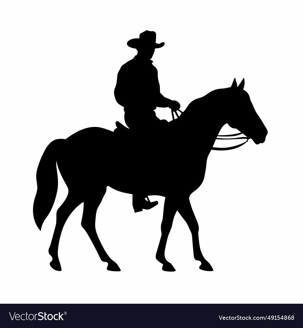 Cowboy on a horse black icon white background Vector Image