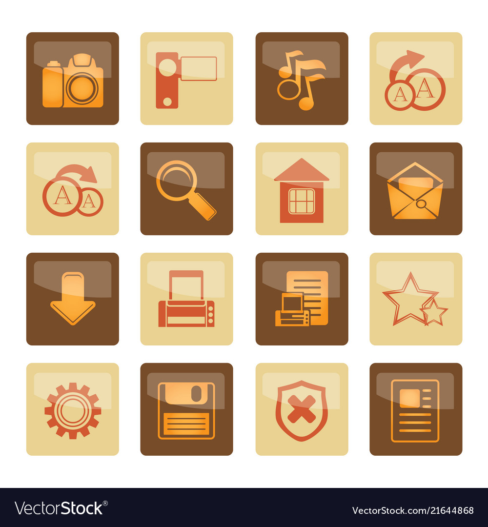Internet and website icons over brown background vector image Internet and website icons over brown background