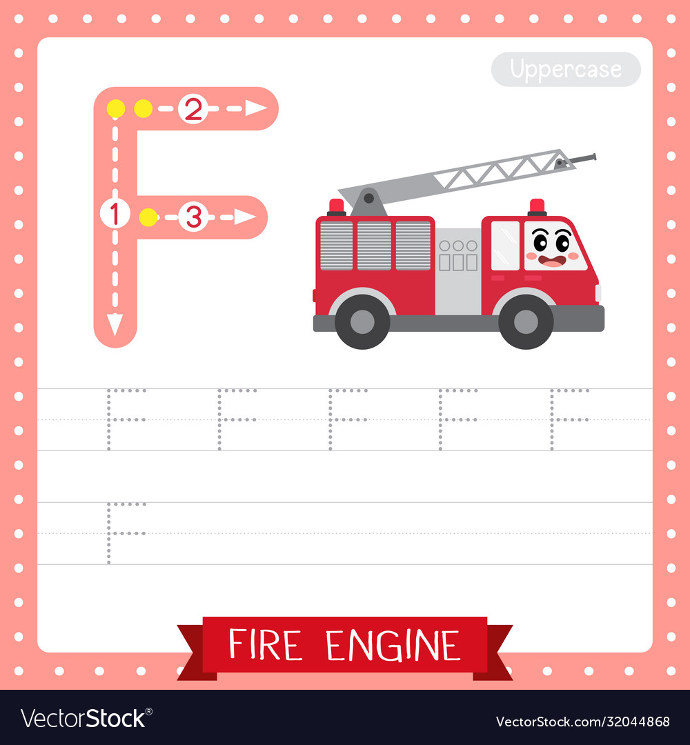 letter f uppercase tracing practice worksheet vector image