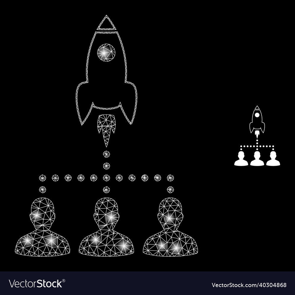 Mesh net rocket startup group with light vector image Mesh net rocket startup group with light