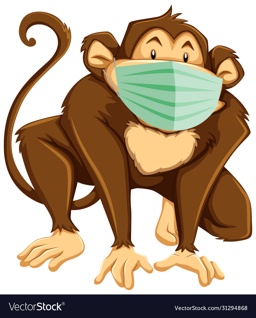 Monkey cartoon character wearing mask Royalty Free Vector