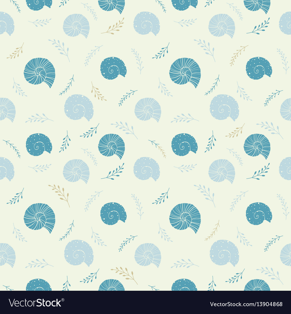 Seamless background with sea shells in sketch