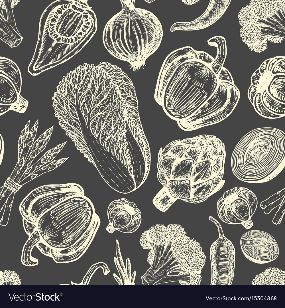 Seamless pattern with set of hand drawn elements Vector Image