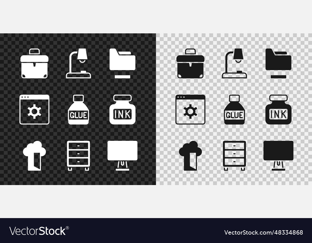 Set briefcase table lamp document folder cloud vector image Set briefcase table lamp document folder cloud