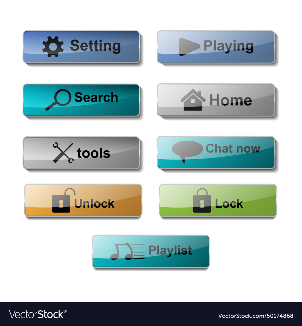Set of 3d glossy action web button design