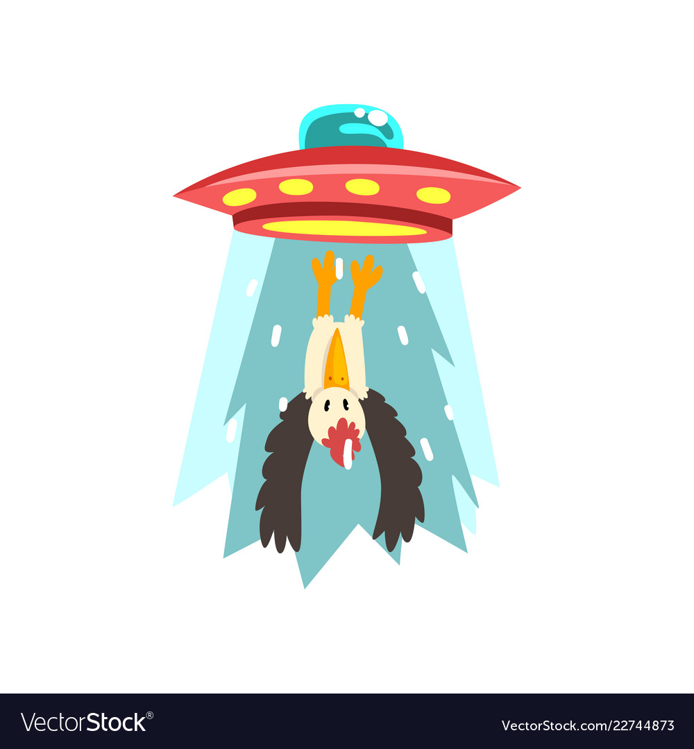 Alien ufo spaceship taking away eagle flying