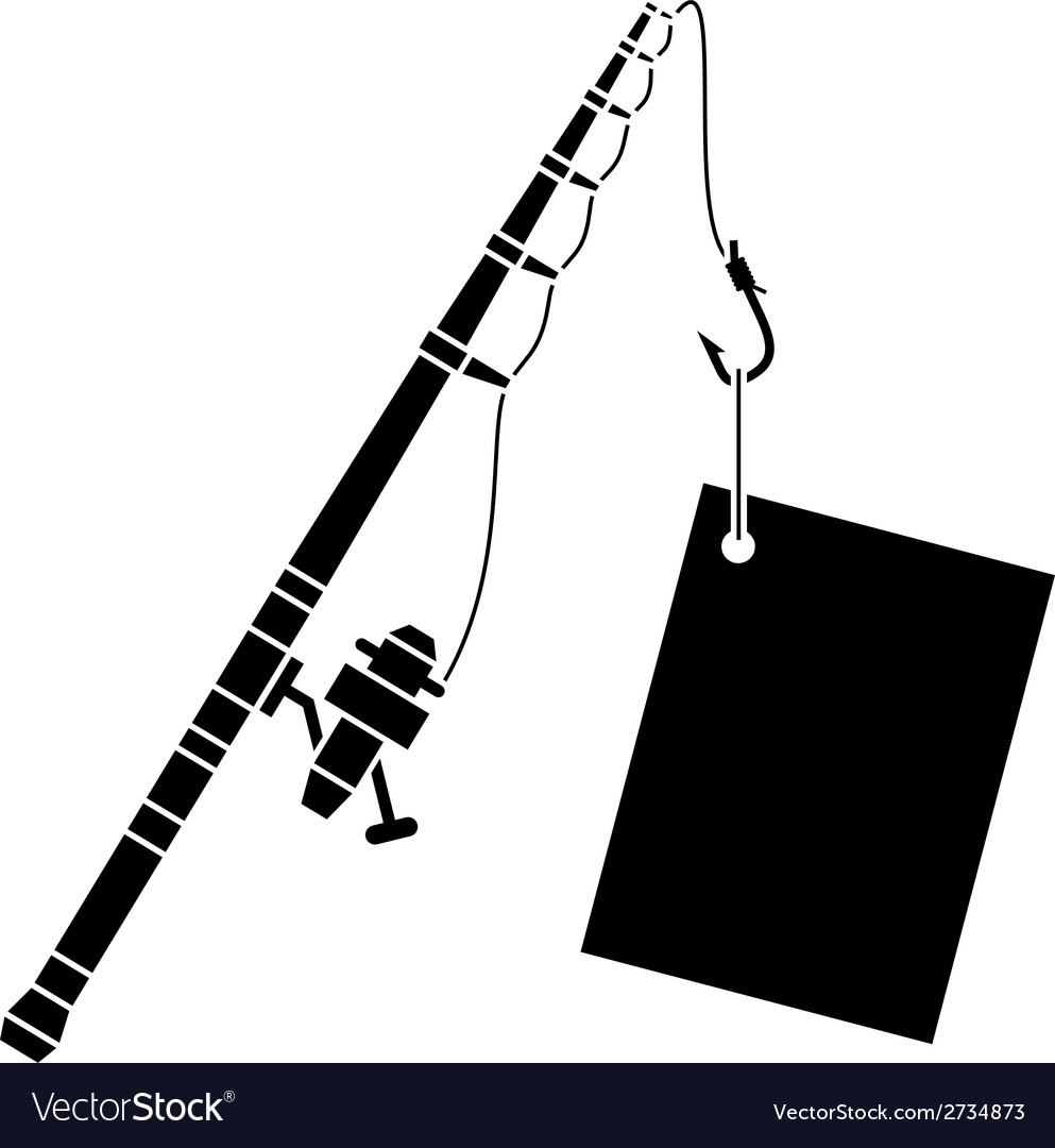 Download Black fishing rod with label Royalty Free Vector Image