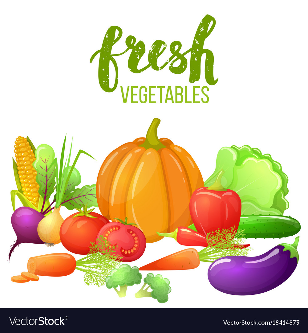 Colorful cartoon vegetables